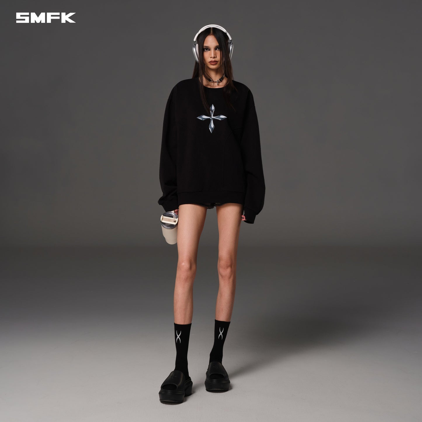 SMFK Future Reflection Massive Pullover Cotton Wool Wild Black