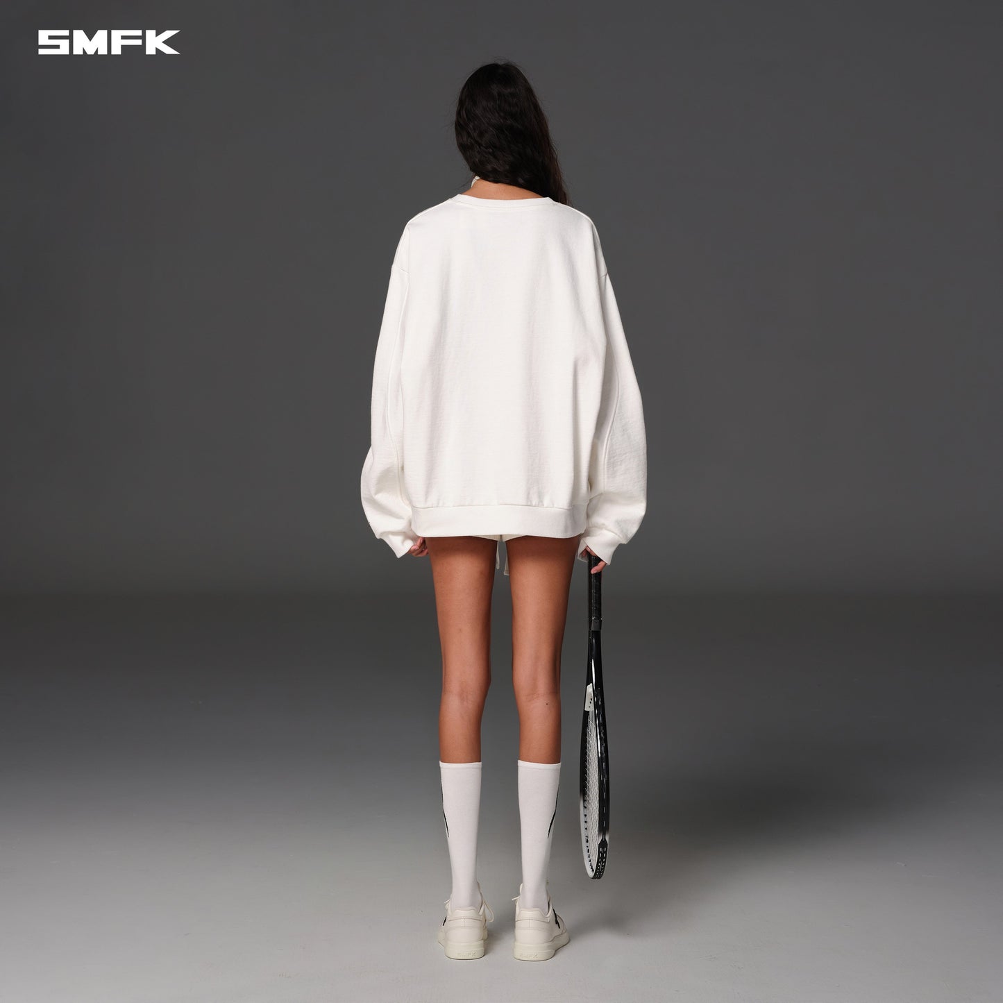 SMFK Future Reflection Massive Pullover Cotton Wool Cloud White