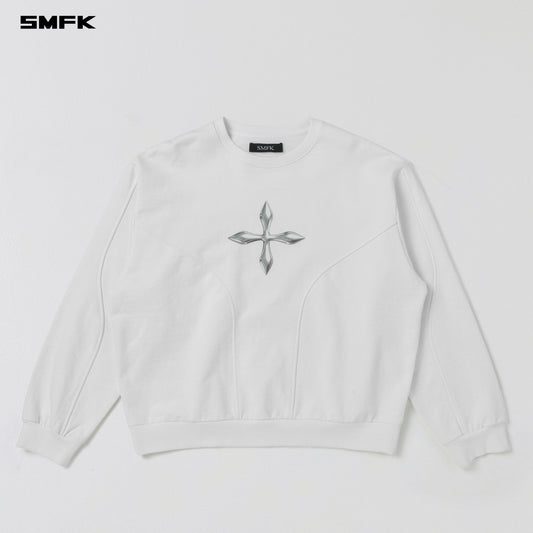 SMFK Future Reflection Massive Pullover Cotton Wool Cloud White