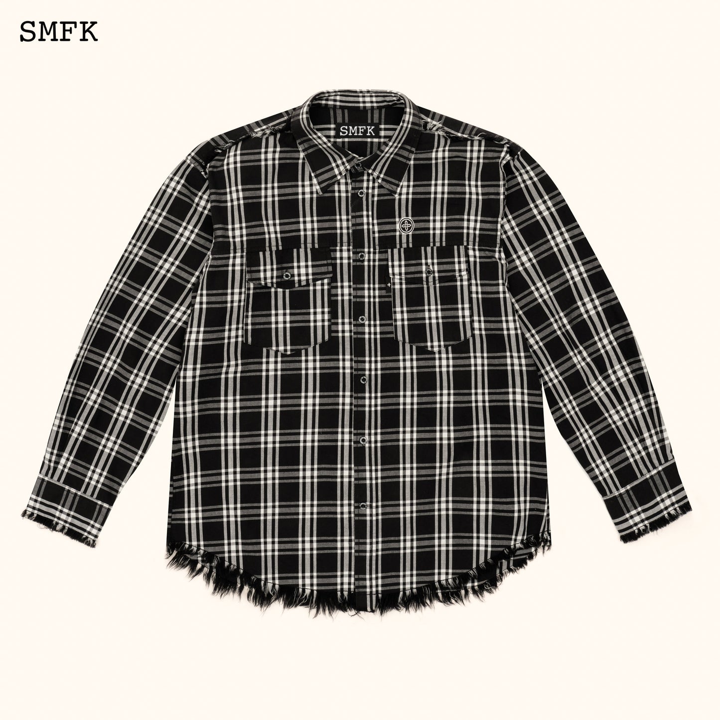 SMFK Compass Black Plaid Workwear Style Shirt