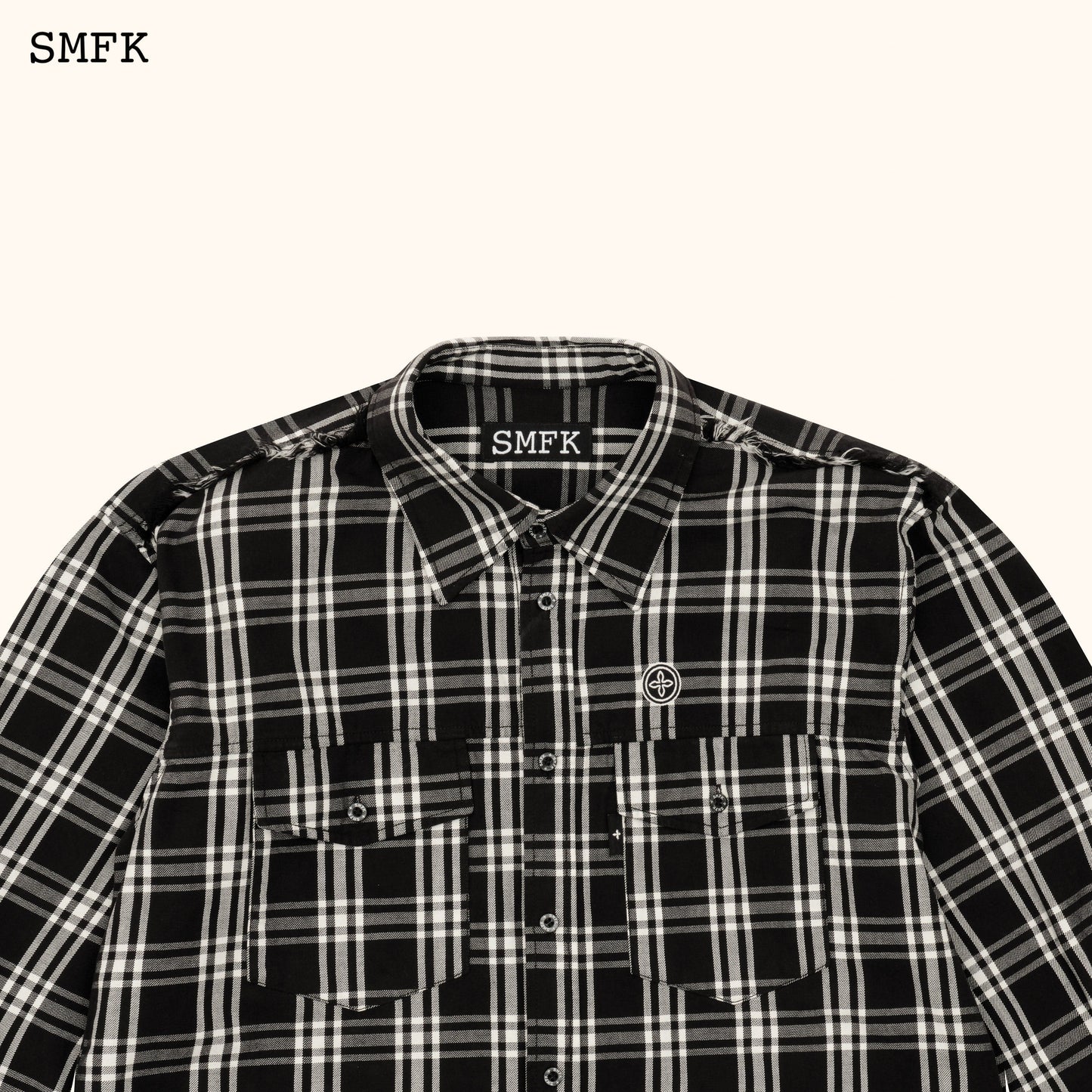 SMFK Compass Black Plaid Workwear Style Shirt