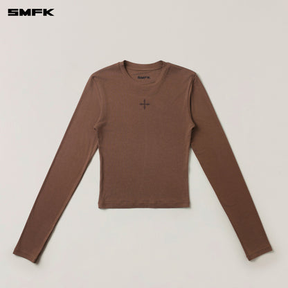 SMFK Compass Original Badge Slim-Fit Sports Pullover Wild Horse Brown