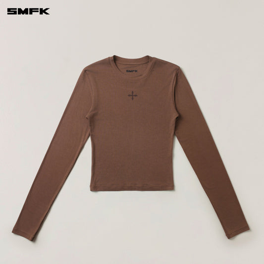 SMFK Compass Original Badge Slim-Fit Sports Pullover Wild Horse Brown