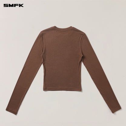 SMFK Compass Original Badge Slim-Fit Sports Pullover Wild Horse Brown