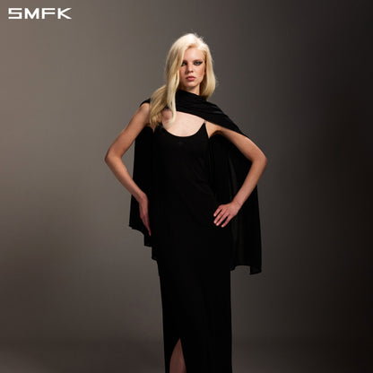 SMFK Myth Aeolus Slit Dress Regenerated Cellulose Fiber+Acetate+Spandex Wild Black