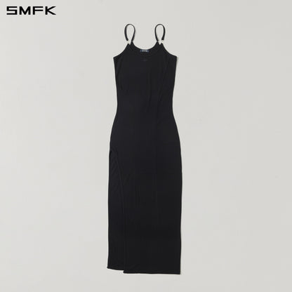 SMFK Myth Aeolus Slit Dress Regenerated Cellulose Fiber+Acetate+Spandex Wild Black