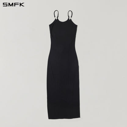 SMFK Myth Aeolus Slit Dress Regenerated Cellulose Fiber+Acetate+Spandex Wild Black