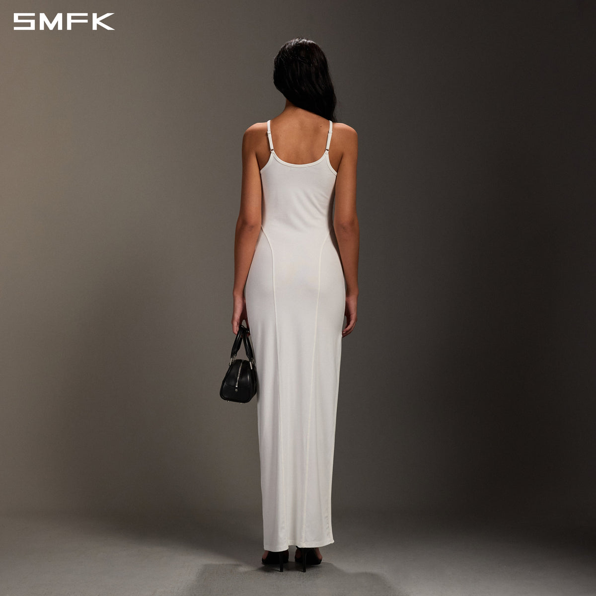 SMFK Myth Aeolus Slit Dress Regenerated Cellulose Fiber+Acetate+Spandex Cloud White