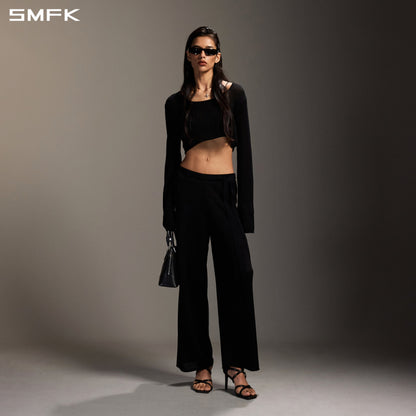 SMFK Myth Seer Chain Short Knit Pullover Tencel+Silk Wild Black