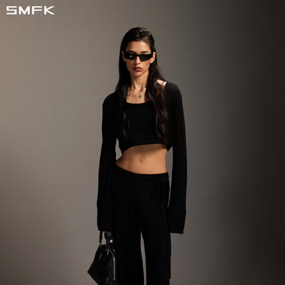 SMFK Myth Seer Chain Short Knit Pullover Tencel+Silk Wild Black