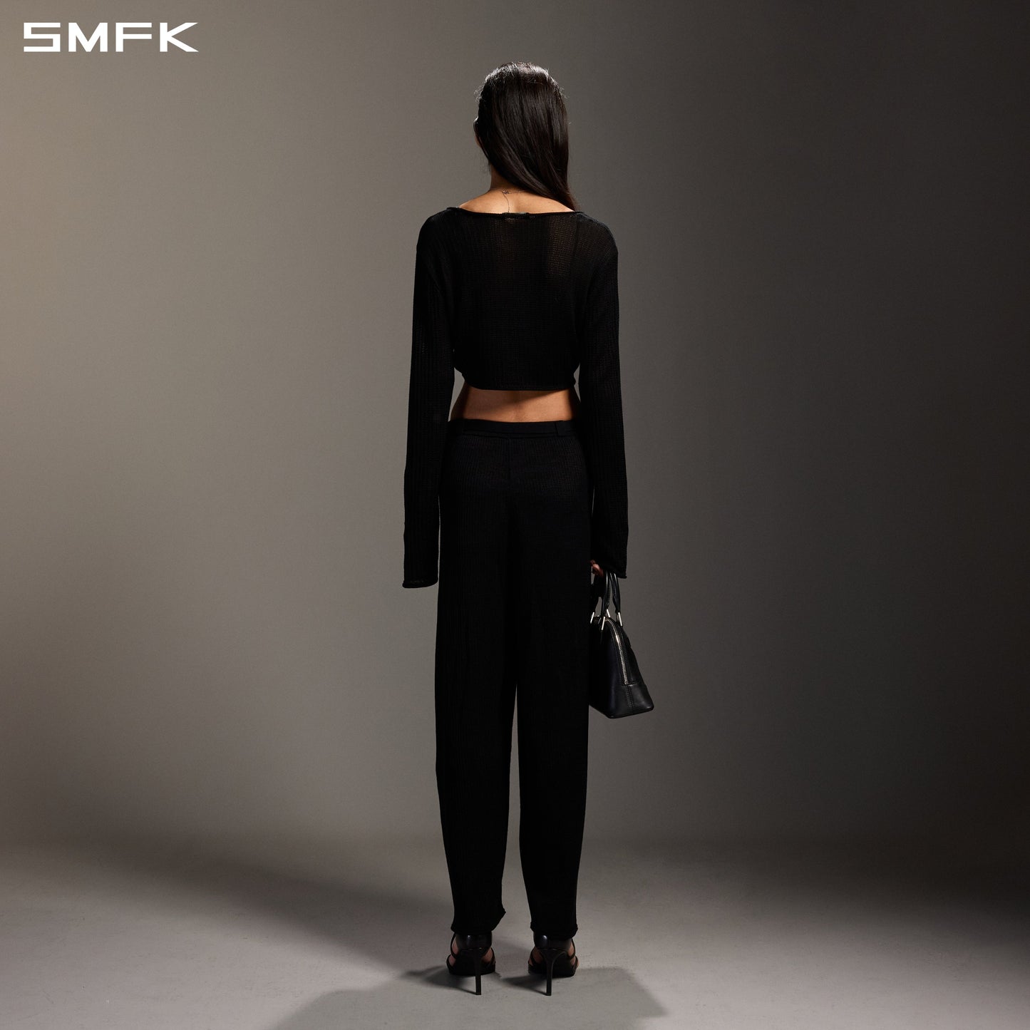 SMFK Myth Seer Chain Short Knit Pullover Tencel+Silk Wild Black
