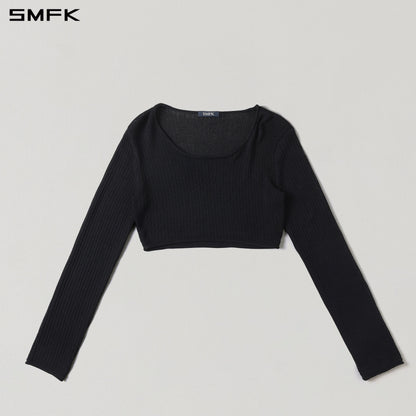 SMFK Myth Seer Chain Short Knit Pullover Tencel+Silk Wild Black