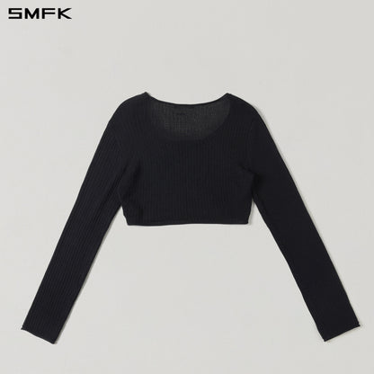 SMFK Myth Seer Chain Short Knit Pullover Tencel+Silk Wild Black