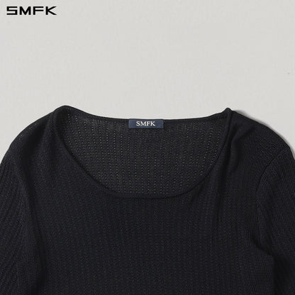 SMFK Myth Seer Chain Short Knit Pullover Tencel+Silk Wild Black