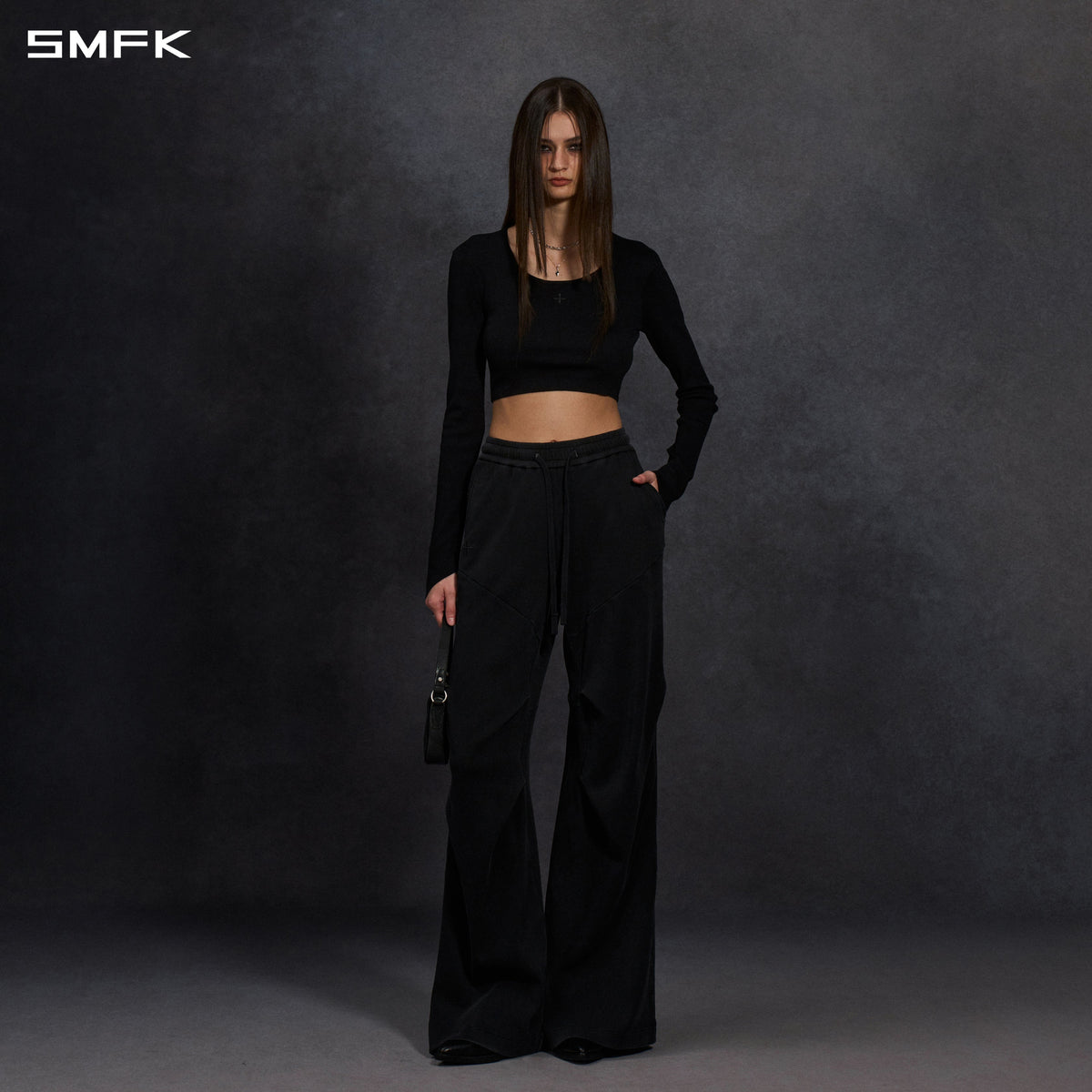 SMFK Myth Siren Evening Short Knit Pullover Tencel+Silk Wild Black