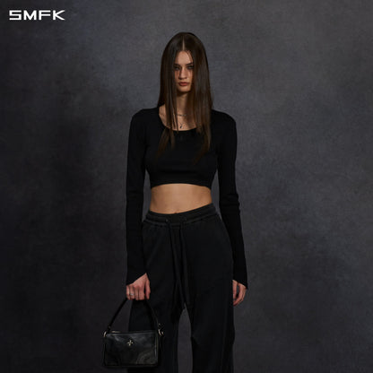 SMFK Myth Siren Evening Short Knit Pullover Tencel+Silk Wild Black