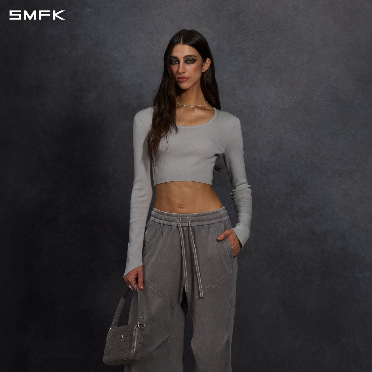 SMFK Myth Siren Evening Short Knit Pullover Tencel+Silk Glacier Grey