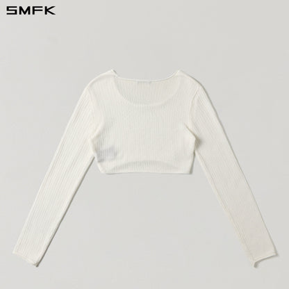 SMFK Myth Seer Chain Short Knit Pullover Tencel+Silk Cloud White