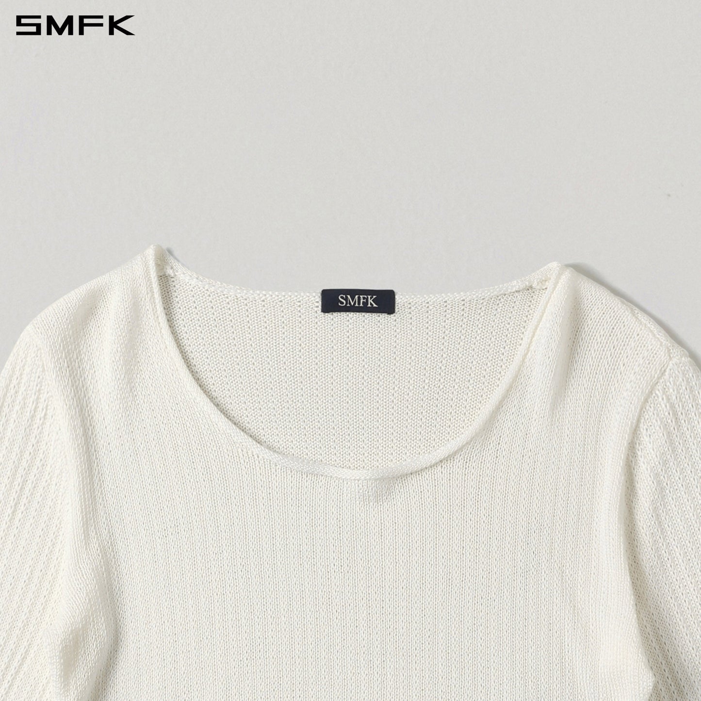 SMFK Myth Seer Chain Short Knit Pullover Tencel+Silk Cloud White