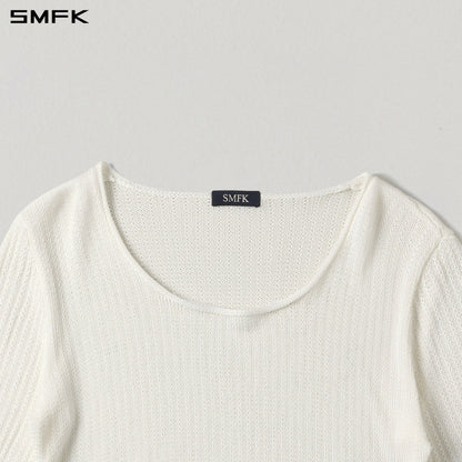 SMFK Myth Seer Chain Short Knit Pullover Tencel+Silk Cloud White