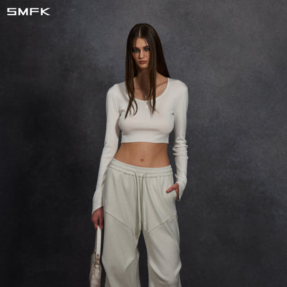SMFK Myth Siren Evening Short Knit Pullover Tencel+Silk Cloud White