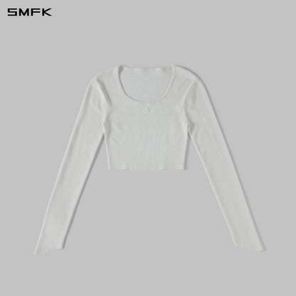 SMFK Myth Siren Evening Short Knit Pullover Tencel+Silk Cloud White