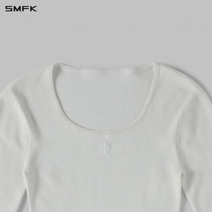 SMFK Myth Siren Evening Short Knit Pullover Tencel+Silk Cloud White