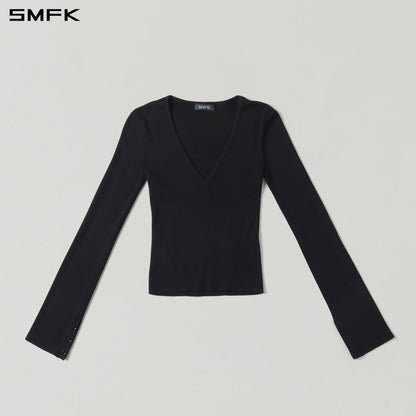 SMFK Myth Siren Evening Slim Knit Pullover Tencel+Silk Wild Black