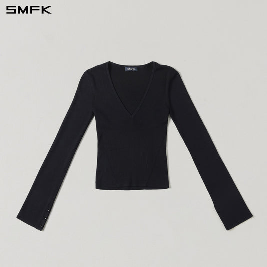 SMFK Myth Siren Evening Slim Knit Pullover Tencel+Silk Wild Black