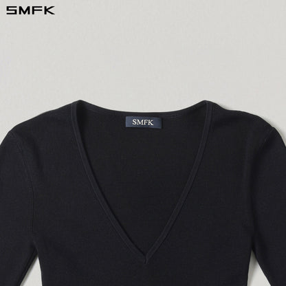 SMFK Myth Siren Evening Slim Knit Pullover Tencel+Silk Wild Black