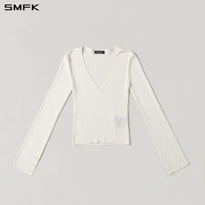 SMFK Myth Siren Evening Slim Knit Pullover Tencel+Silk Cloud White