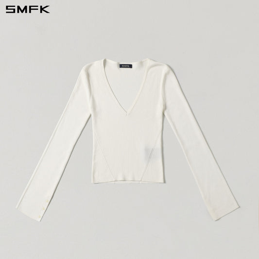 SMFK Myth Siren Evening Slim Knit Pullover Tencel+Silk Cloud White