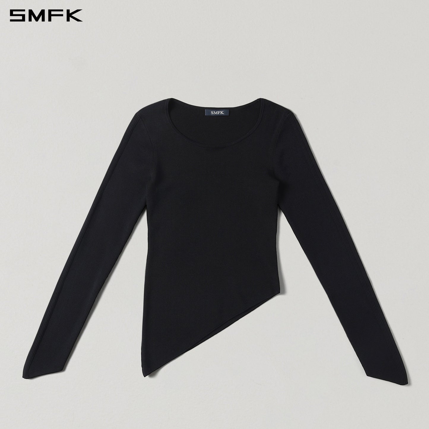 SMFK Myth Aeolus Asymmetry Slim Knit Pullover Tencel+Silk Wild Black