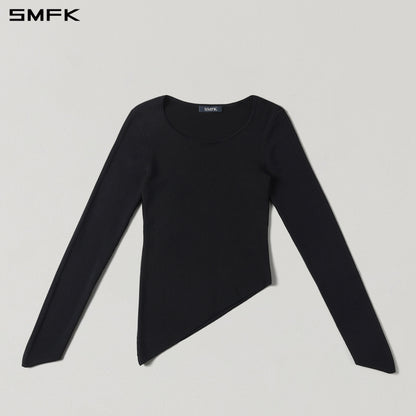 SMFK Myth Aeolus Asymmetry Slim Knit Pullover Tencel+Silk Wild Black