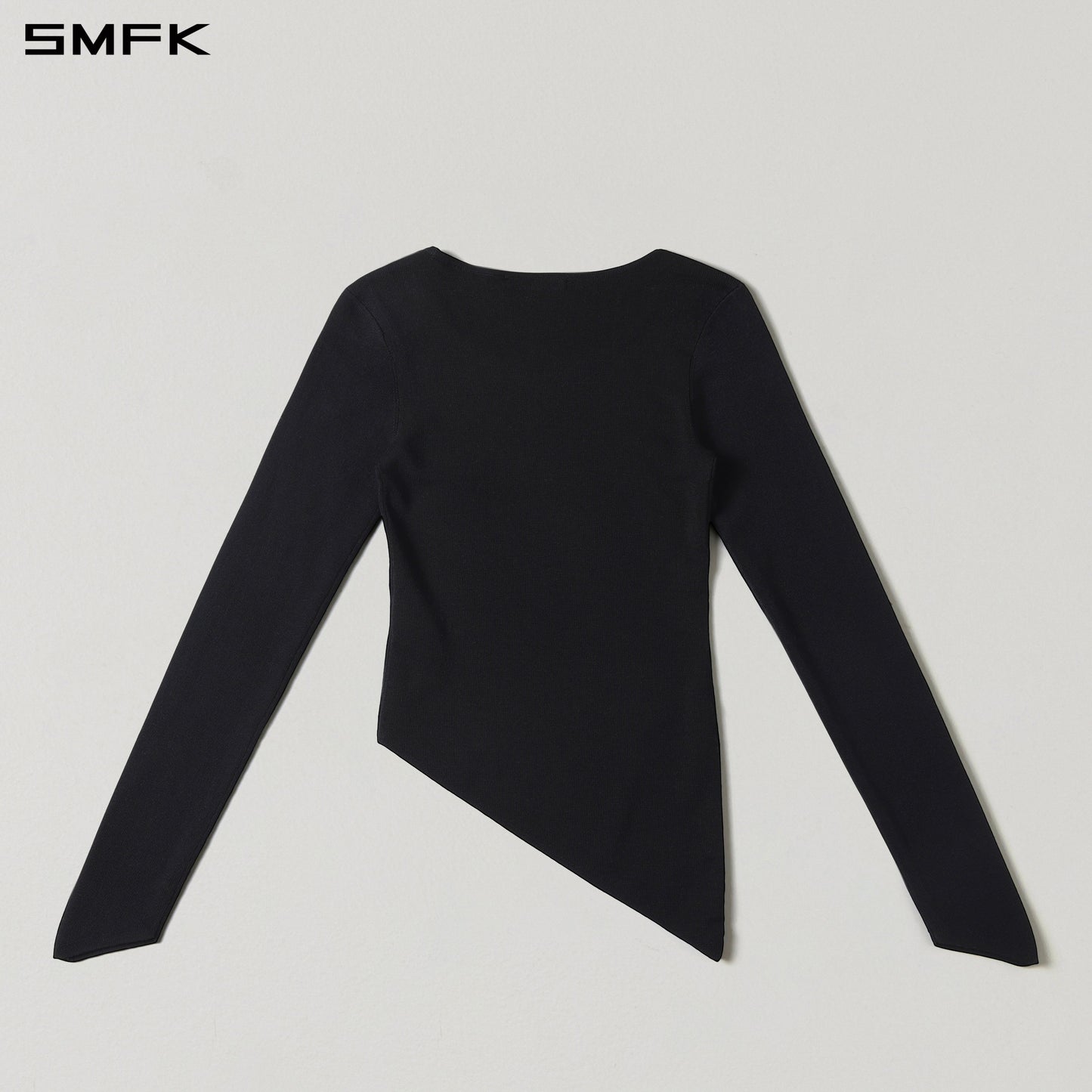 SMFK Myth Aeolus Asymmetry Slim Knit Pullover Tencel+Silk Wild Black