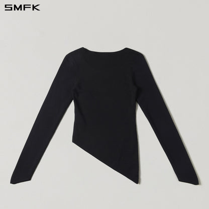 SMFK Myth Aeolus Asymmetry Slim Knit Pullover Tencel+Silk Wild Black
