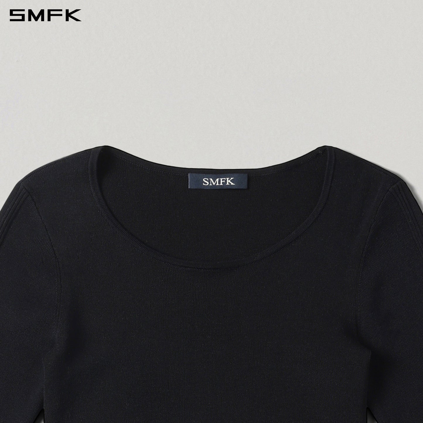 SMFK Myth Aeolus Asymmetry Slim Knit Pullover Tencel+Silk Wild Black