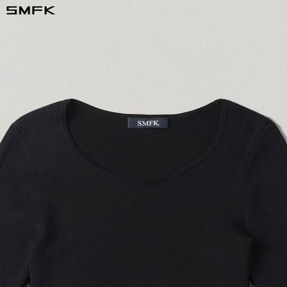 SMFK Myth Aeolus Asymmetry Slim Knit Pullover Tencel+Silk Wild Black