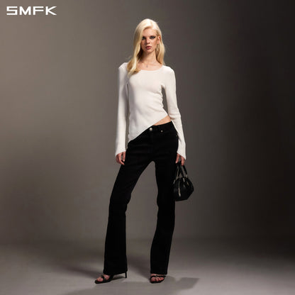 SMFK Myth Aeolus Asymmetry Slim Knit Pullover Tencel+Silk Cloud White