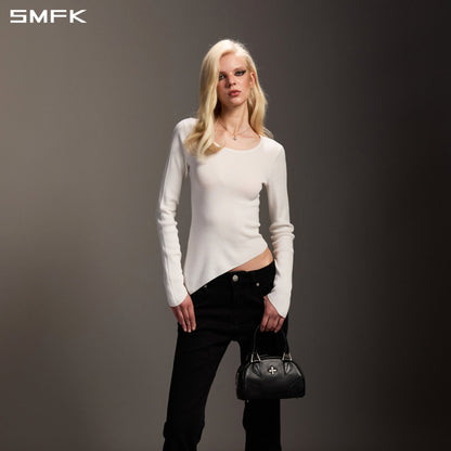 SMFK Myth Aeolus Asymmetry Slim Knit Pullover Tencel+Silk Cloud White