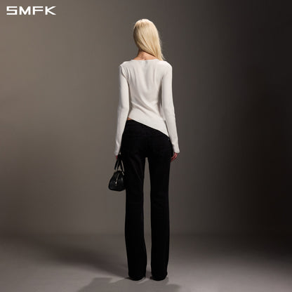 SMFK Myth Aeolus Asymmetry Slim Knit Pullover Tencel+Silk Cloud White