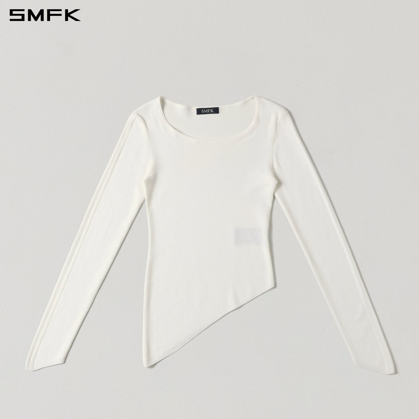 SMFK Myth Aeolus Asymmetry Slim Knit Pullover Tencel+Silk Cloud White