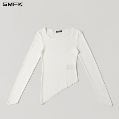 SMFK Myth Aeolus Asymmetry Slim Knit Pullover Tencel+Silk Cloud White