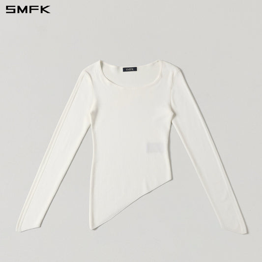 SMFK Myth Aeolus Asymmetry Slim Knit Pullover Tencel+Silk Cloud White