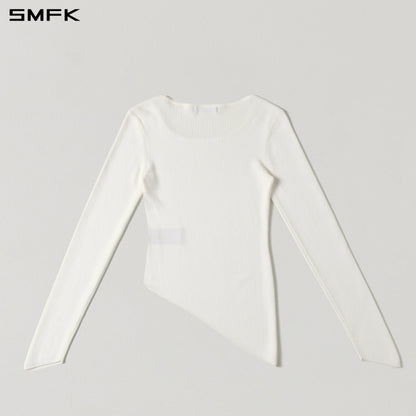 SMFK Myth Aeolus Asymmetry Slim Knit Pullover Tencel+Silk Cloud White