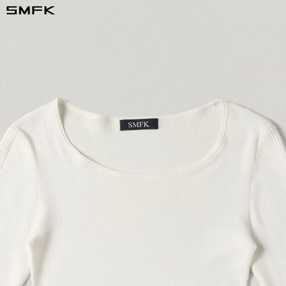 SMFK Myth Aeolus Asymmetry Slim Knit Pullover Tencel+Silk Cloud White