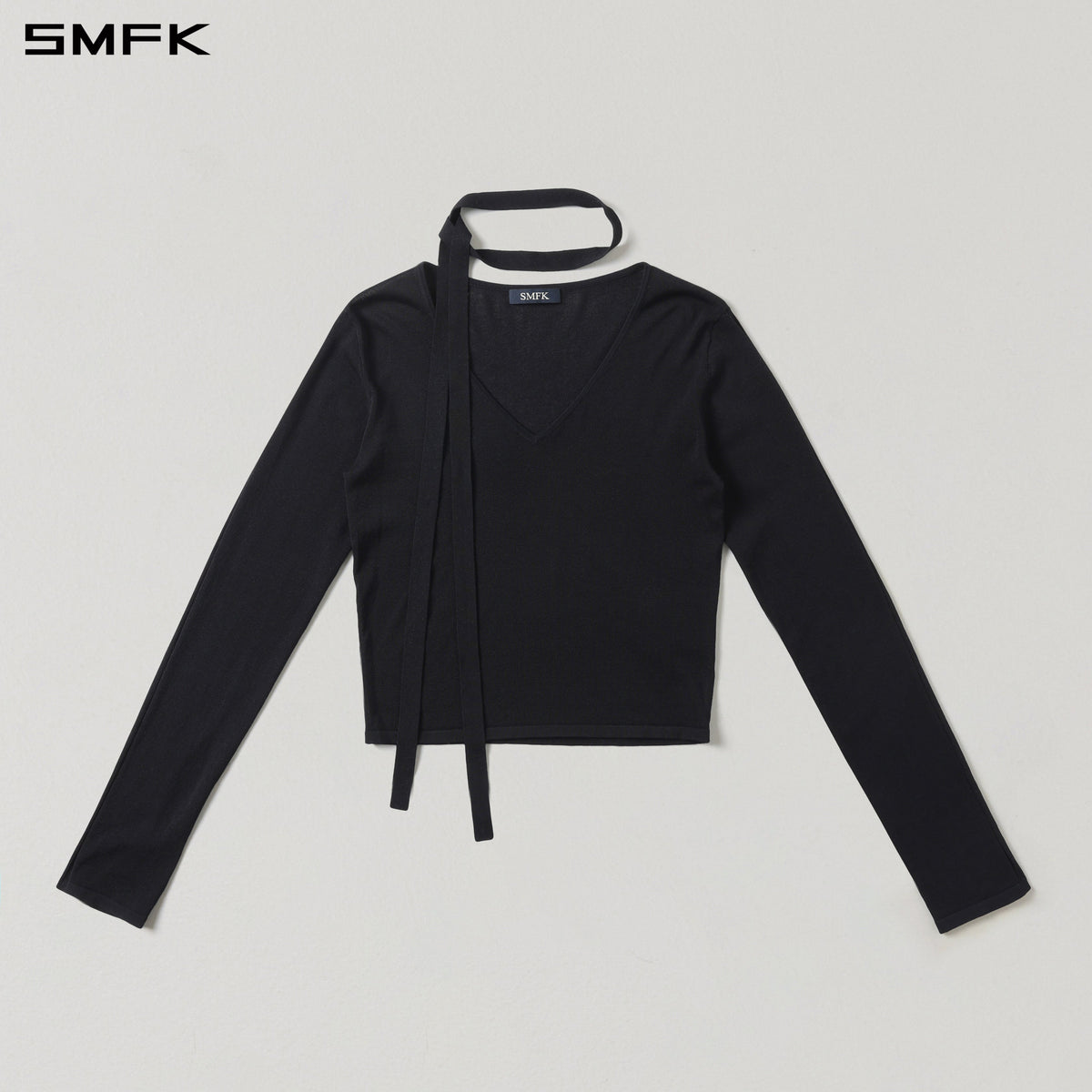 SMFK Myth Siren Rove V-Neck Slim Knit Pullover Acetate+Cotton Wild Black