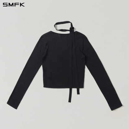 SMFK Myth Siren Rove V-Neck Slim Knit Pullover Acetate+Cotton Wild Black