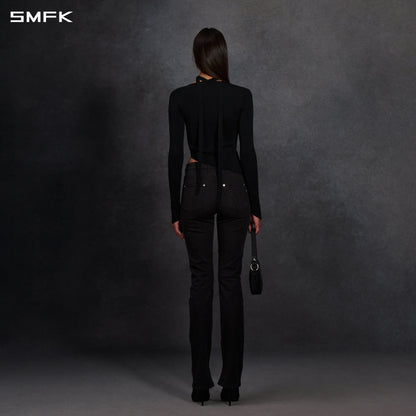SMFK Myth Aeolus Asymmetry Slim Knit Pullover Silk+Lenzing Tencel+Cotton Wild Black
