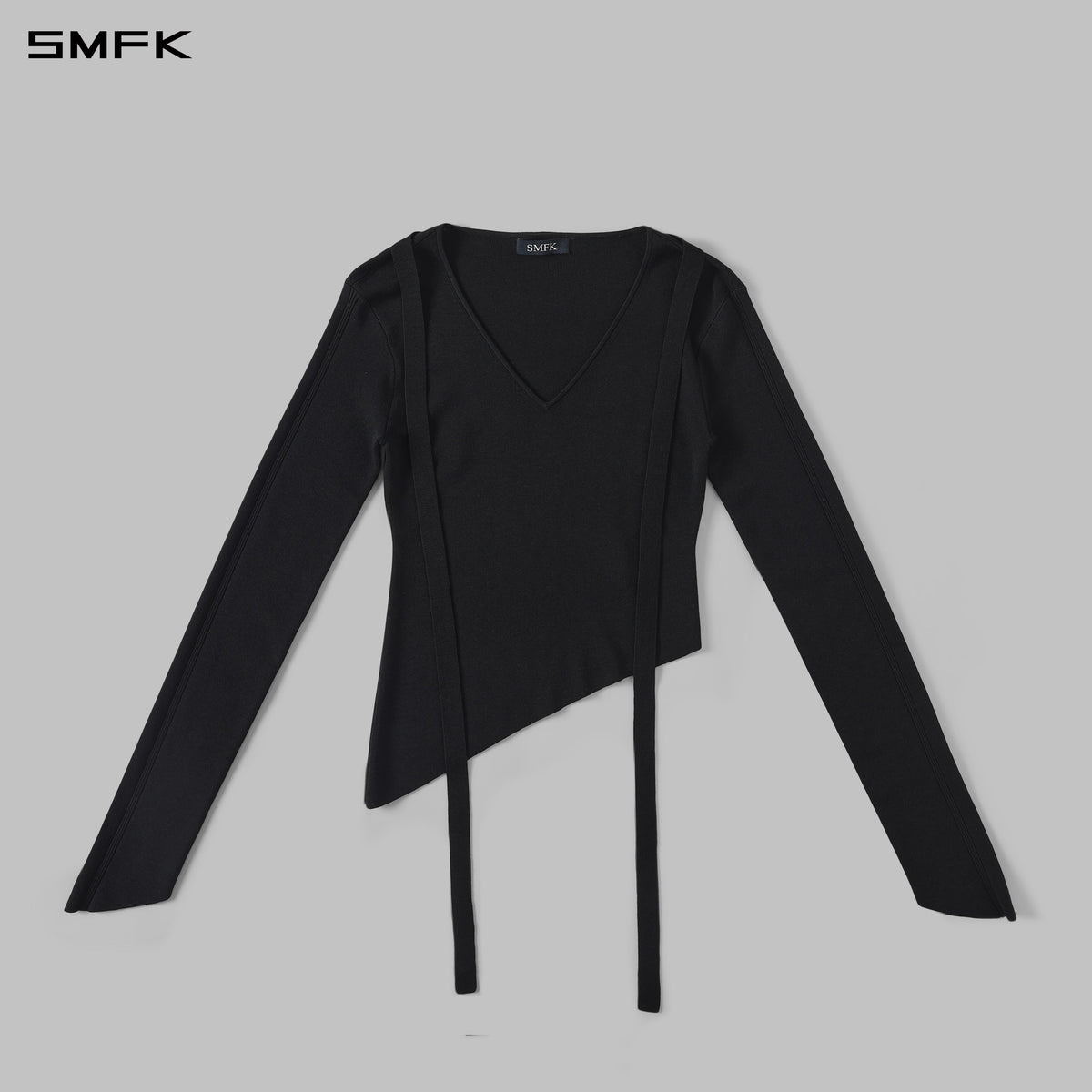 SMFK Myth Aeolus Asymmetry Slim Knit Pullover Silk+Lenzing Tencel+Cotton Wild Black